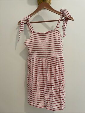 Maternity Red & White Striped Tie-Shoulder Sundress